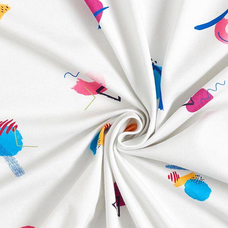 Dżersej bawełniany – abstrakcyjne kształty | DIY Eule – biel,  image number 4