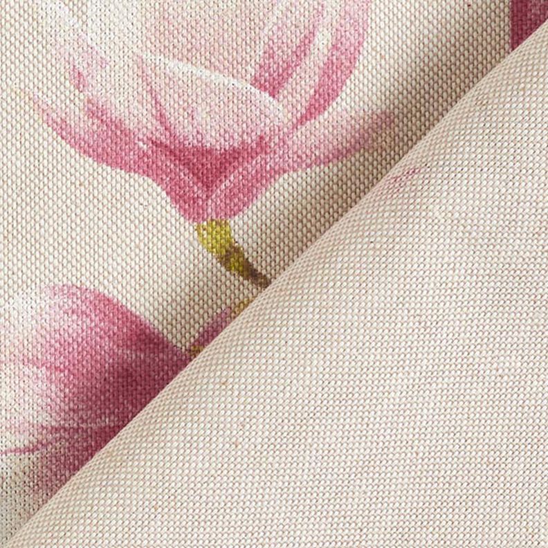 Tkanin dekoracyjna Half panama kwiat magnolii – malwa/naturalny,  image number 4