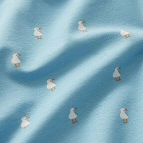 Dżersej bawełniany mewy nadruk cyfrowy – jasnoniebieski | Resztka 60cm, 