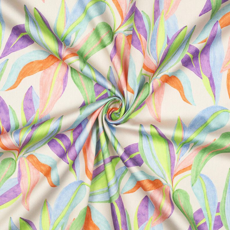 Satyna bawełniana nadruk cyfrowy w liście | Poppy Fabrics – krem/jasna zieleń,  image number 3