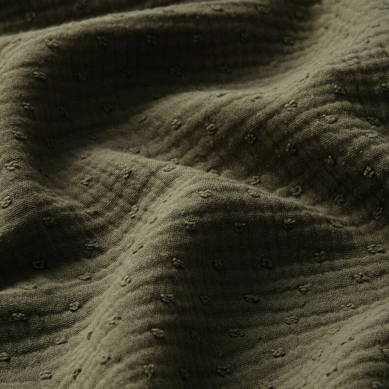 Muślin / Tkanina double crinkle dobby – khaki,  image number 2