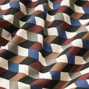 Tkanin dekoracyjna Half panama minimalistyczne kostki – naturalny/błękit, 