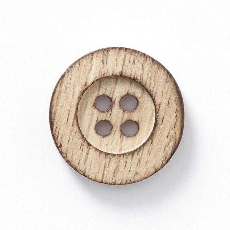 Guzik drewniany, 4 dziurki – naturalny,  image number 1