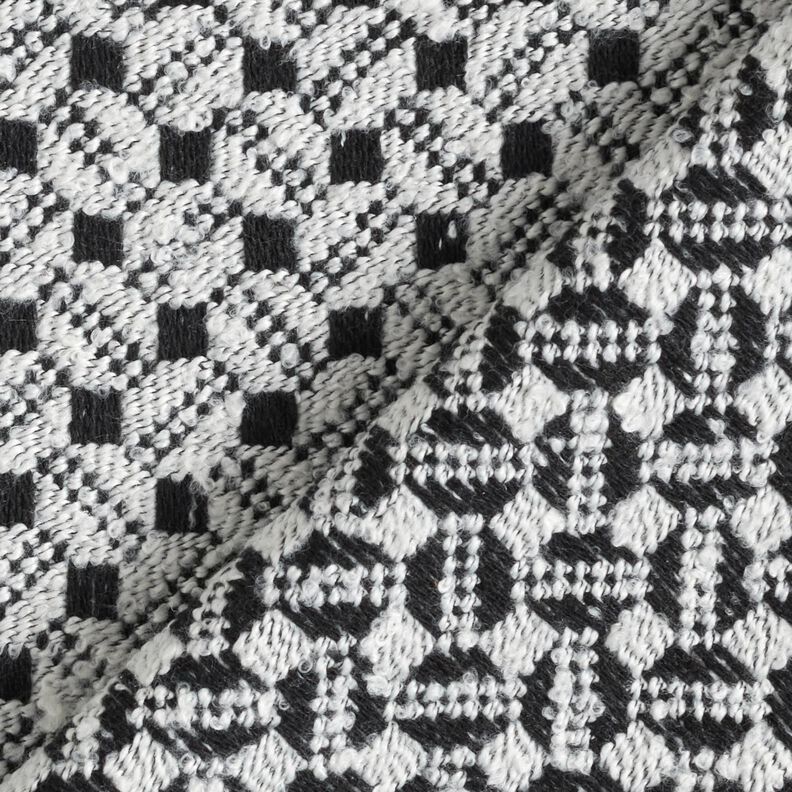 Materiał na płaszcze w kwadraciki – biel/czerń, image number 5