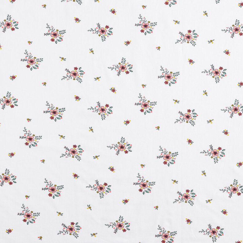 GOTS Dżersej bawełniany rozsypane kwiaty | Poppy Fabrics – biel,  image number 1
