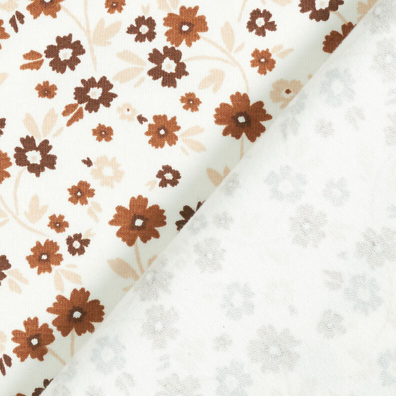 Dżersej bawełniany kwiaty na łące  – mleczna biel,  image number 4