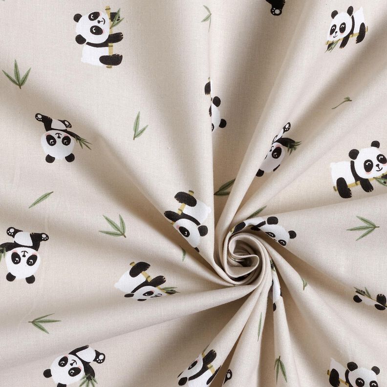 Tkanina bawełniana Kreton uroczy miś panda – naturalny,  image number 3