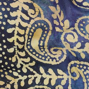 Delikatny batyst bawełniany Batik Paisley – niebieski oceaniczny/piasek, 