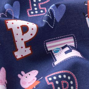 Popelina bawełniana Świnka Peppa literki Tkanina na licencji | ABC Ltd – indygo, 