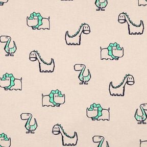 Flanela bawełniana łobuzerskie dinozaury | Poppy Fabrics – naturalny/szmaragdowy, 