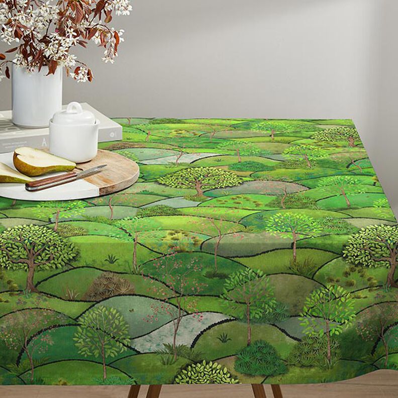 Tkanina dekoracyjna półpanama z nadrukiem cyfrowym Krajobraz wiosenny – zielone jabłuszko,  image number 5