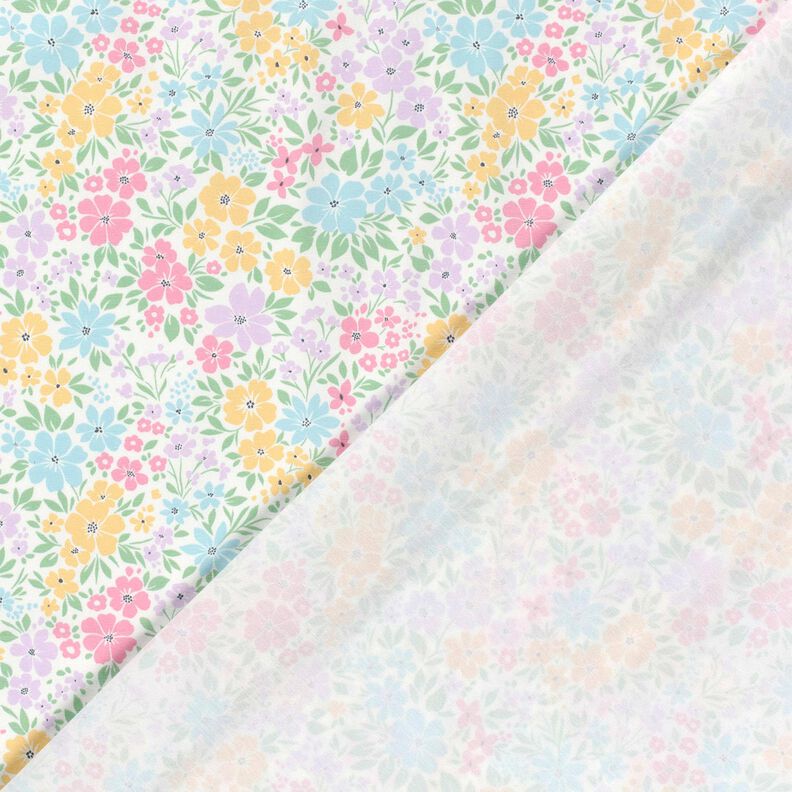 Dżersej bawełniany łąka delikatnych kwiatów – kość słoniowa/pastelowy beż, image number 4