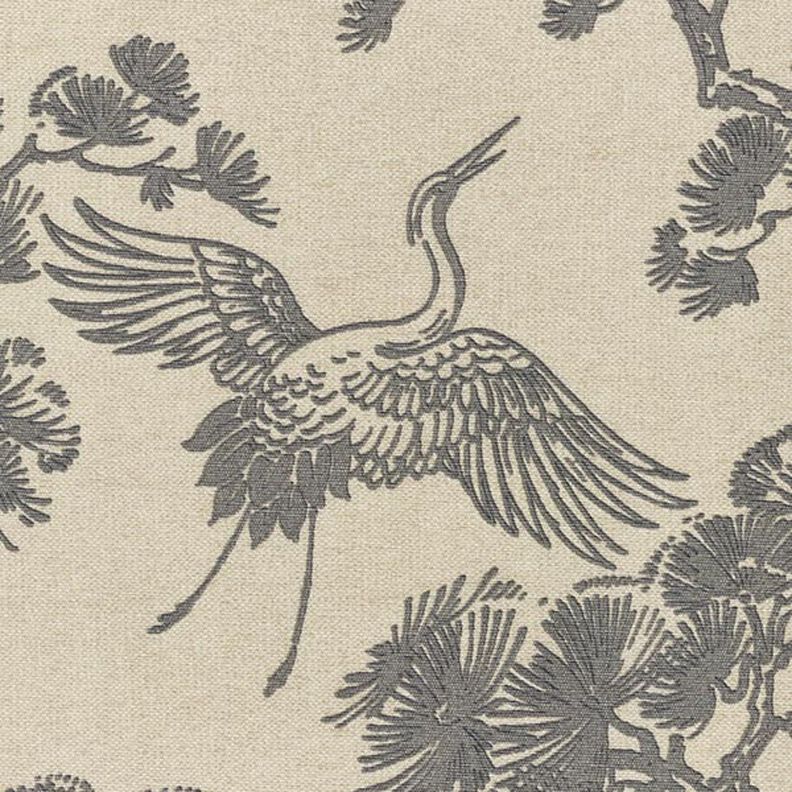 Tkanina dekoracyjna płótno Chiński żuraw – piasek/szary,  image number 6