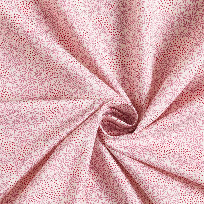 Popelina bawełniana nasiona kwiatów – biel/pastelowy fiolet,  image number 3