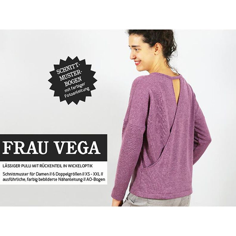 FRAU VEGA – swobodna bluzka z kopertowym tyłem, Studio Schnittreif  | XS -  XXL,  image number 1