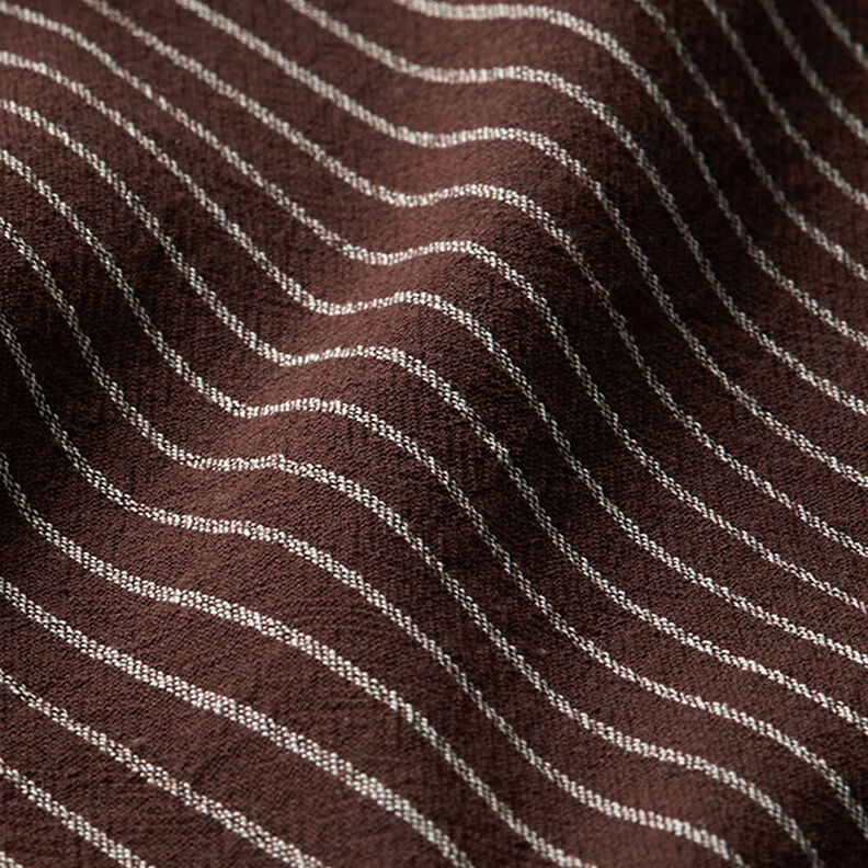 Tkanina na bluzki Mieszanka bawełny szerokie pasy – ciemny brąz/mleczna biel,  image number 2