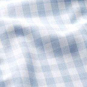 Tkanina bawełniana Kratka Vichy 1 cm – jasnoniebieski jeans/biel, 