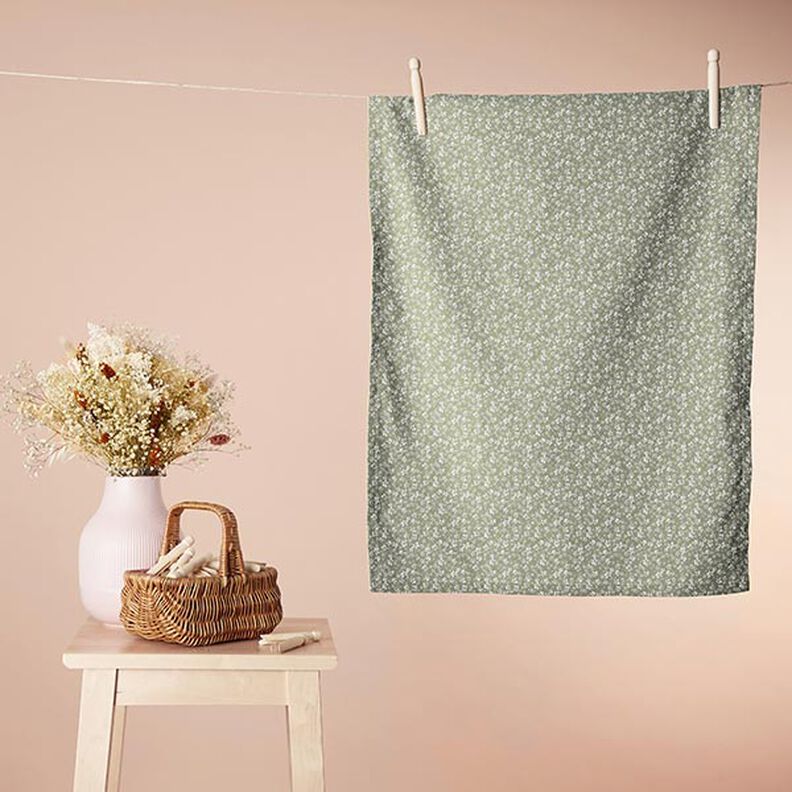 Tkanina bawełniana kreton Kwiatuszki – khaki,  image number 8