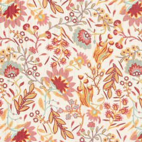 Mieszanka z wiskozą kwiaty retro – kość słoniowa/jasny jagodowy, 