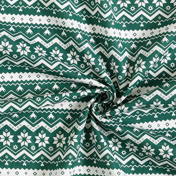 Tkanina bawełniana Popelina wzór norweski – zielony jodłowy,  image number 3