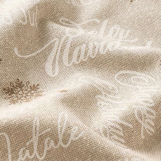 Tkanina dekoracyjna półpanama w świąteczne życzenia – naturalny/złoto, 