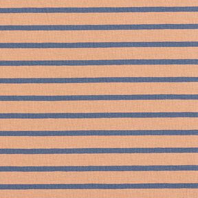 Dżersej bawełniany w wąskie i szerokie paski &ndash; miedź/dżins, 