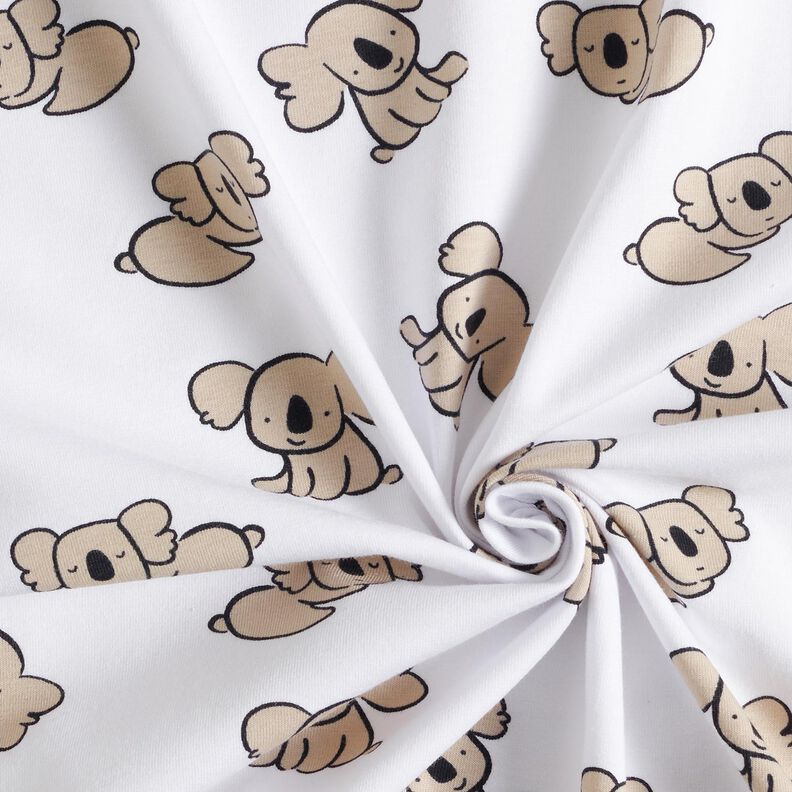 GOTS Dżersej bawełniany koala | Poppy Fabrics – biel/migdałowy,  image number 3