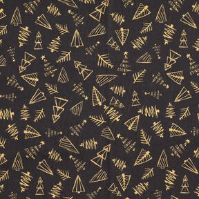 Tkanina bawełniana Kreton eleganckie choinki – czerń/złoto, 