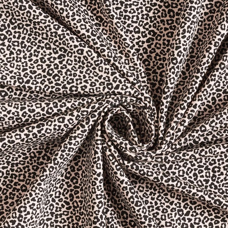 Dżersej bawełniany miniaturowy nadruk w panterkę – naturalny/czerń,  image number 3