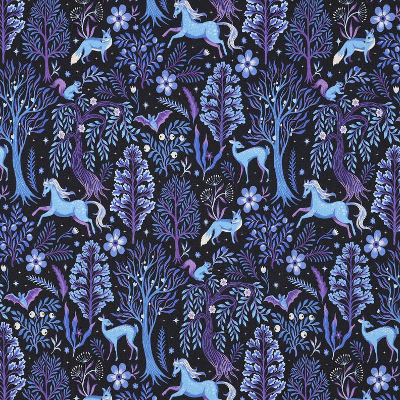 Dzianina dresowa pętelkowa French Terry bajkowy las nadruk cyfrowy | Poppy Fabrics –,  image number 1