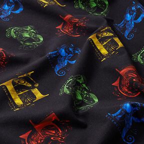 Dżersej bawełniany Tkanina na licencji Harry Potter, inicjały i zwierzęta heraldyczne | Warner Bros., 