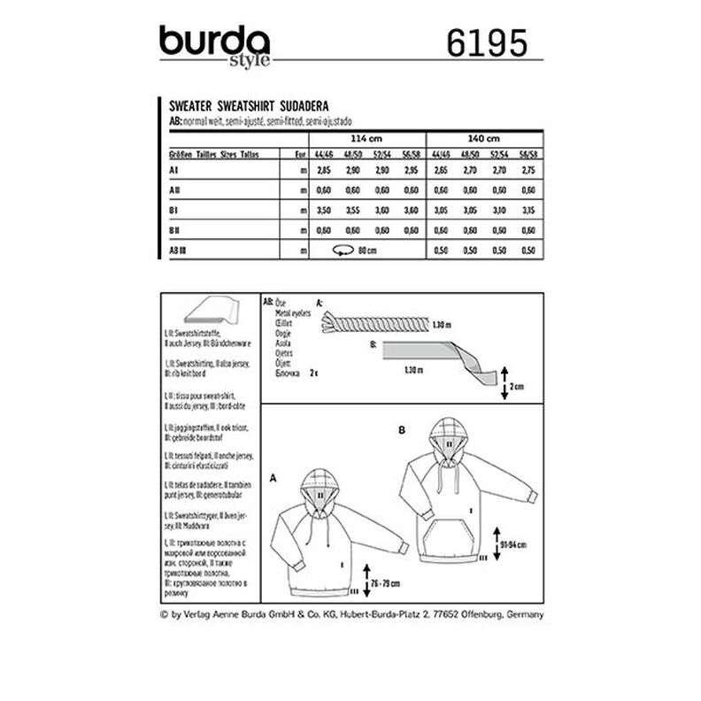Bluza, Burda 6195 | 44/46-56/58,  image number 9