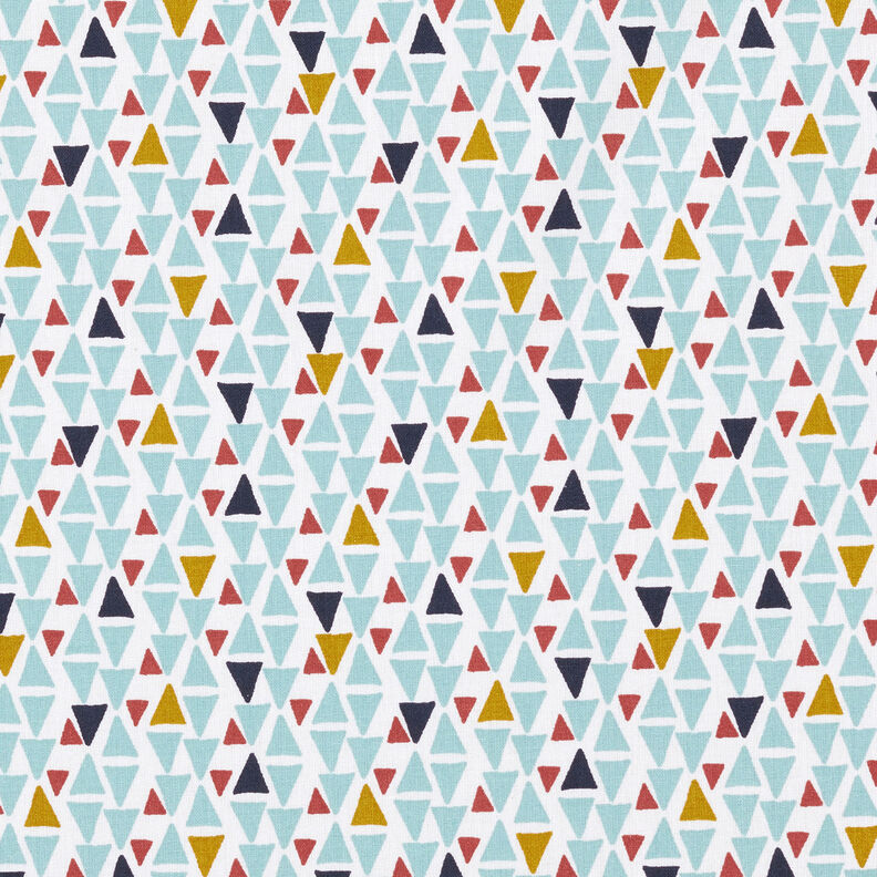 Tkanina bawełniana Kreton trójkąty mini – błękit morski/biel,  image number 1