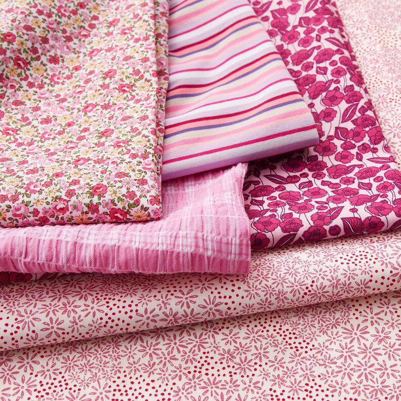 Dżersej bawełniany prążki – liliowy/pink, image number 5