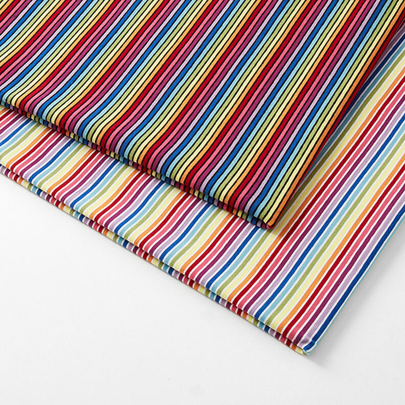 Dżersej bawełniany Tęczowe prążki – biel/mix kolorów,  image number 5