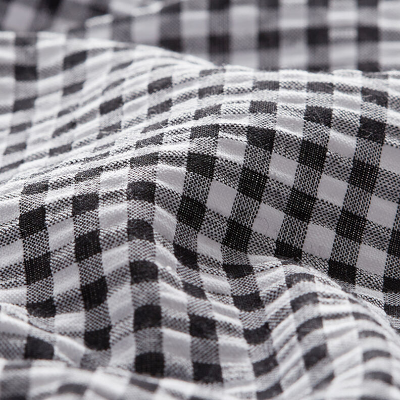 Kora Mieszanka z bawełną kratka Vichy – czerń,  image number 2