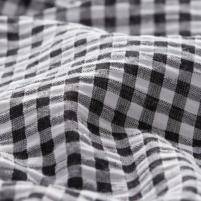 Kora Mieszanka z bawełną kratka Vichy – czerń, image number 2