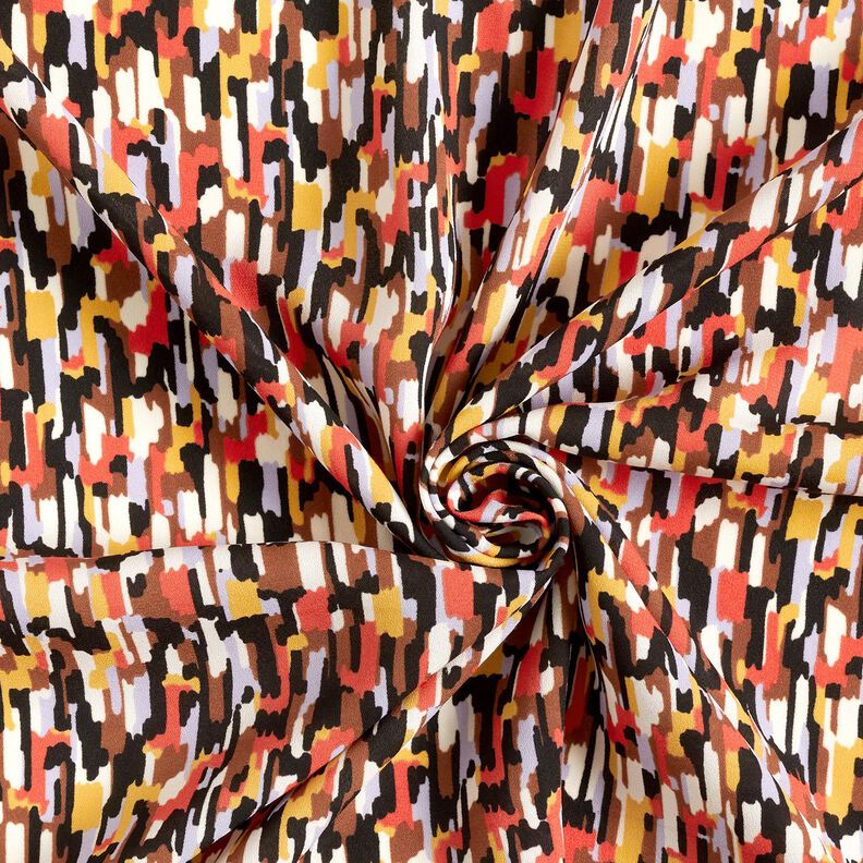 Krepa ze wzorem ślad&oacute;w pędzla &ndash; czerń/terakota,  image number 3