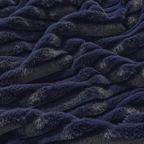 Sztuczne futro w szerokie poziome paski – ciemnogranatowy, 