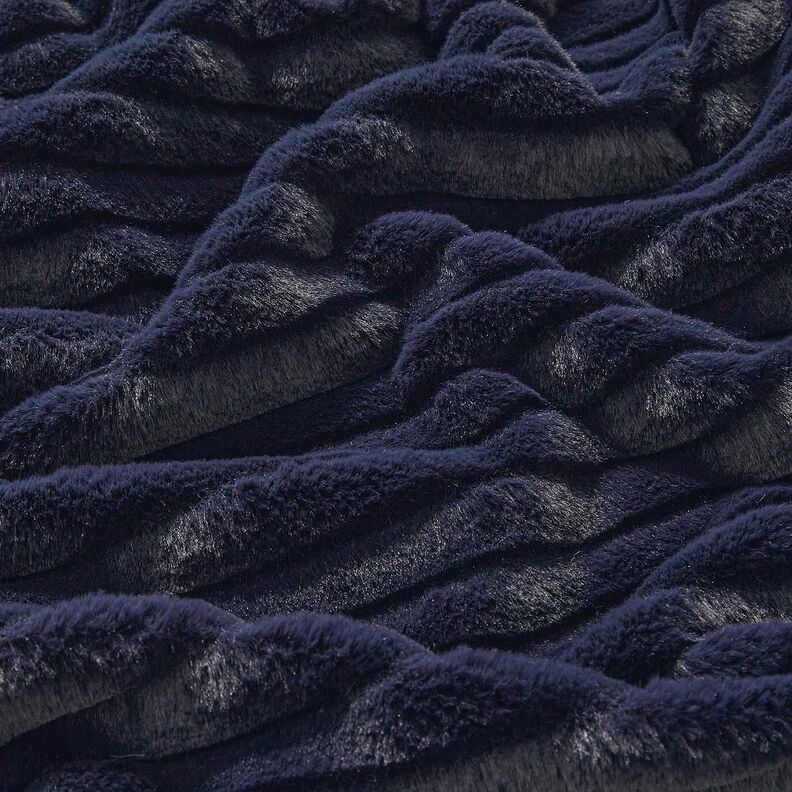 Sztuczne futro w szerokie poziome paski – ciemnogranatowy,  image number 2