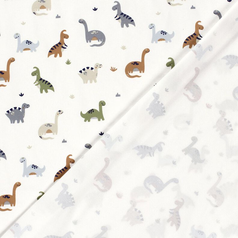 Dżersej bawełniany szczęśliwe dinozaury – kość słoniowa/zieleń trzcinowa,  image number 4