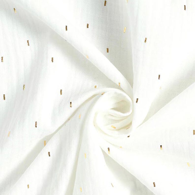 Muślin z nadrukiem foliowym | by Poppy – prostokąt mleczna biel,  image number 3