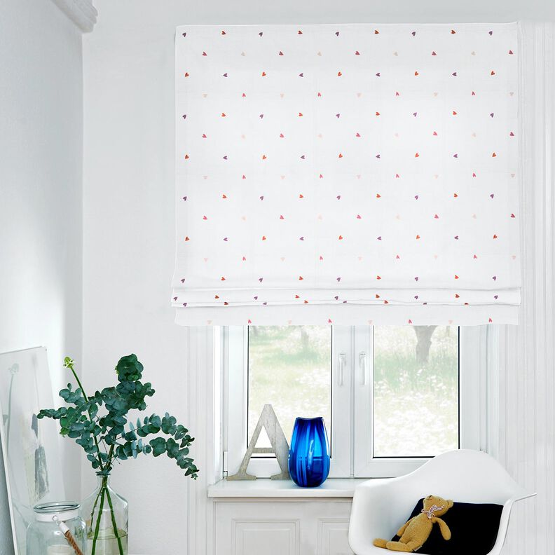 Muślin / Tkanina double crinkle haftowane serca | Poppy Fabrics – biel/różowy,  image number 6
