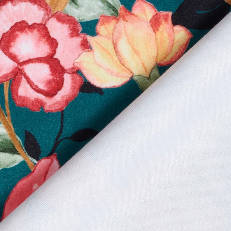 Aksamit dekoracyjny eleganckie kwiaty &ndash; petrol/pink,  image number 4
