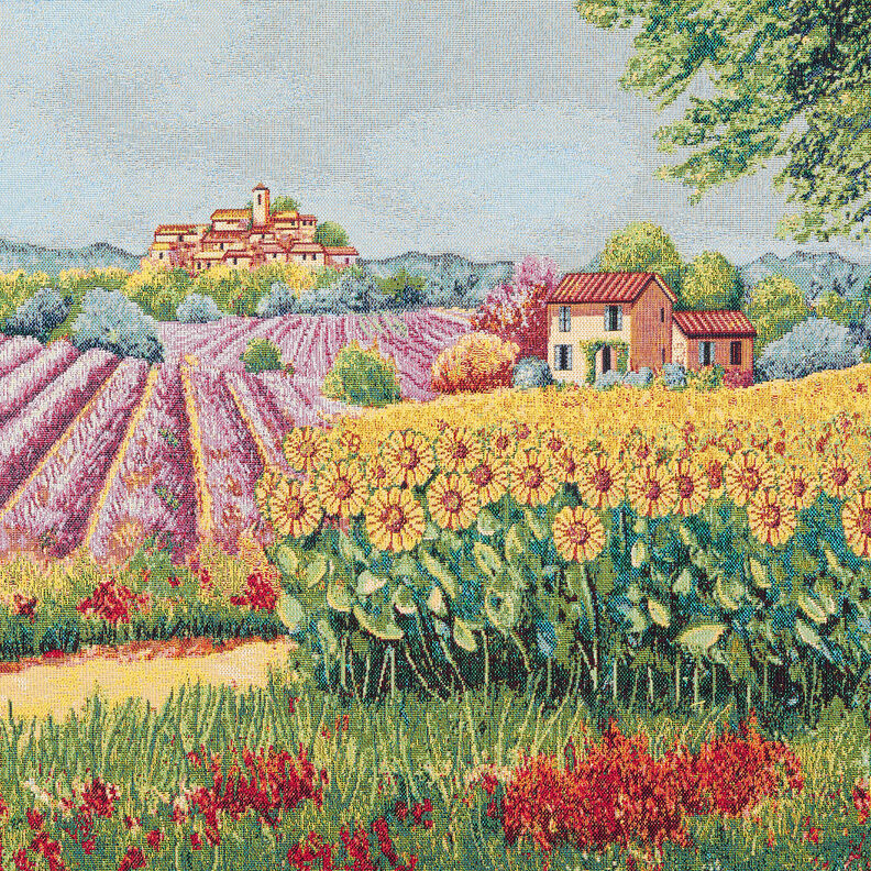 Panel dekoracyjny Gobelin kwitnący krajobraz – czerwień karminowa/jasnobeżowy,  image number 1