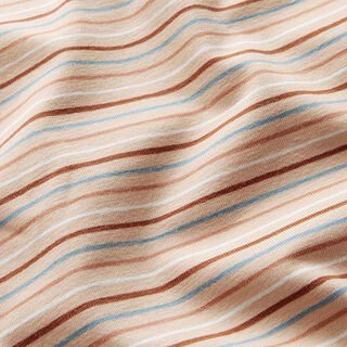 Dżersej bawełniany paski | STENZO – piasek/stalowoniebieski, 