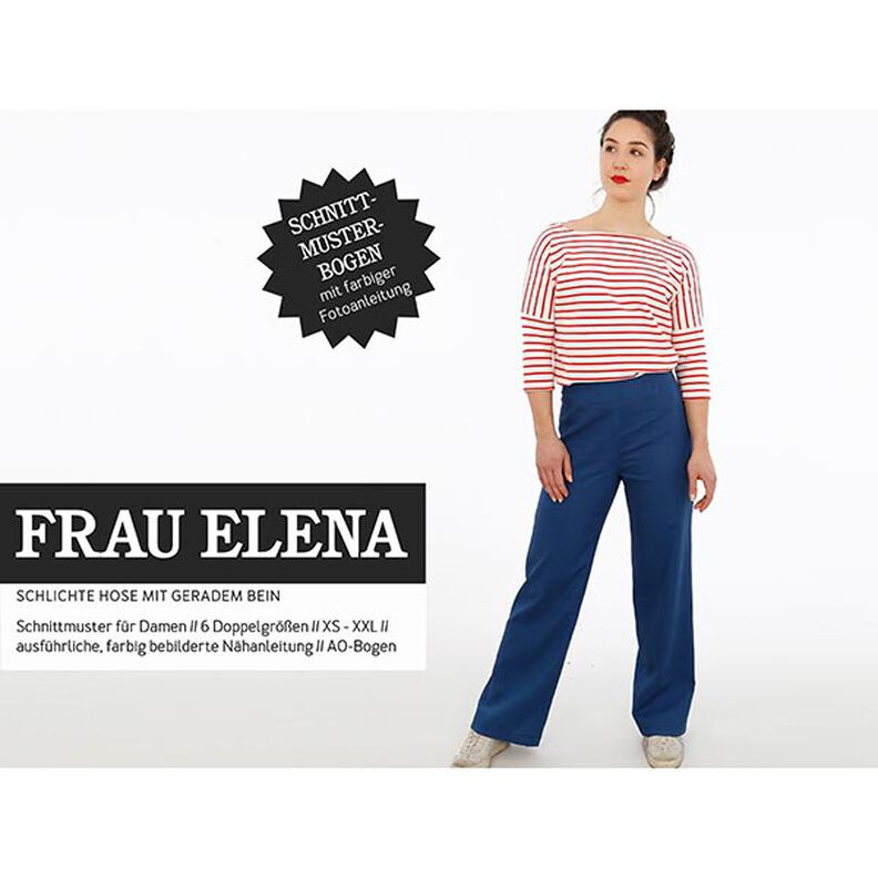 FRAU ELENA – gładkie spodnie o prostej nogawce, Studio Schnittreif  | XS -  XXL,  image number 1