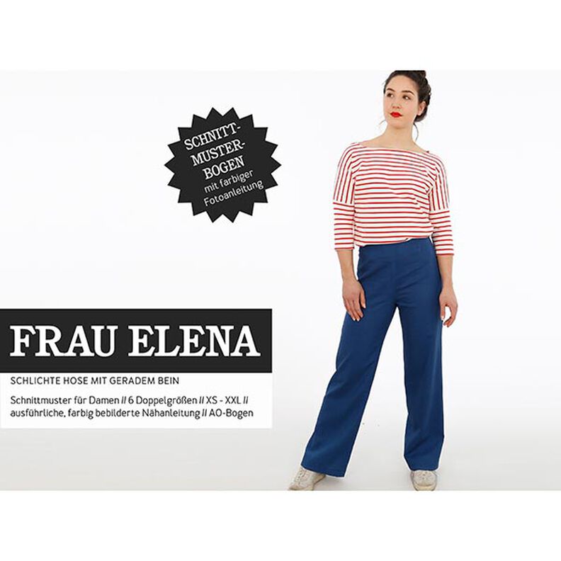 FRAU ELENA – gładkie spodnie o prostej nogawce, Studio Schnittreif | XS - XXL,  image number 1