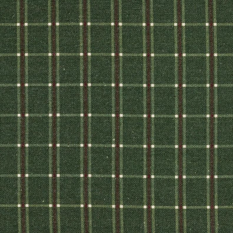 Tkanin dekoracyjna Half panama elegancka kratka – zielony jodłowy/czerwień karminowa, image number 1