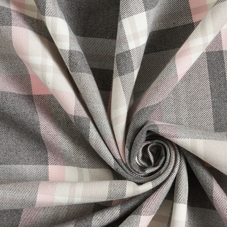 Tkanina spodniowa strecz Szkocka krata – szary łupek/różowy,  image number 3